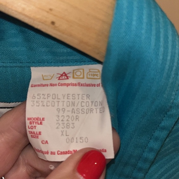 MWG Vintage Mens western wear turquoise blue sheen striped button down SZ XL - Picture 6 of 11